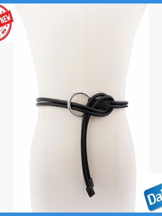 Leather Skinny Belt Adjustable Buckle Large-X-Large Rope Style main image 4